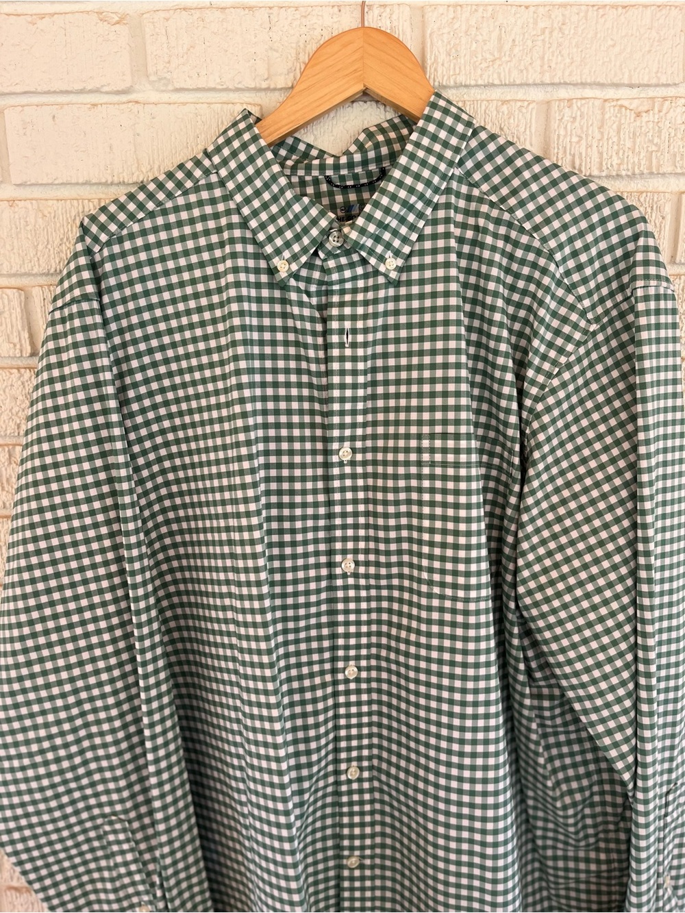 Vineyard Vines Green and White Gingham Button-Down Shirt